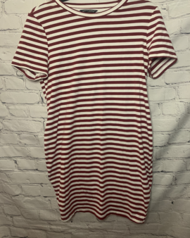 Large Maternity, Shein Red and White Striped T-Shirt Dress. Scoop Neck