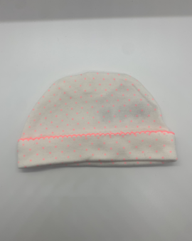 Newborn – Child of Mine’ Made By Carter’s White Hat with Pink Polka Dot and Ruffle Detail