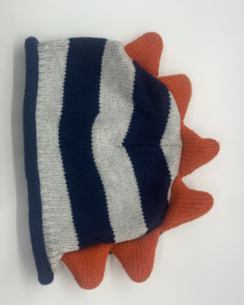 Newborn Gymboree Knit Hat with Navy Blue and Gray Stripes