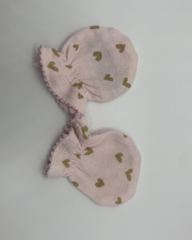Gerber Hand Mitts Pink with Gold Heart Patter