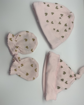 Gerber Hand Mitts Pink with Gold Heart Patter