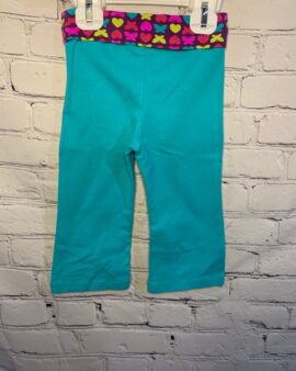 Jumping Beans Leggings, 18Mo, Teal w/ purple fold over w/ butterfly & heart detail pattern