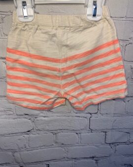 babyGap Shorts, 18-24Mo, cream w/ pink stripe pattern detail, ‘baby gap’ detail over left front hip, Draw string waist