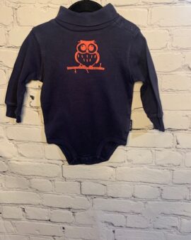 Carter’s Long-Sleeve Onesie, 12Mo, Navy turtleneck w/ owl pattern on front