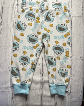 Sesame Street, 18 Mo, pj pants,white w. cookie monster pattern