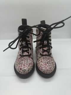 Primark, 5, Boot, Pink floral pattern w/black accents, zipper enclosure