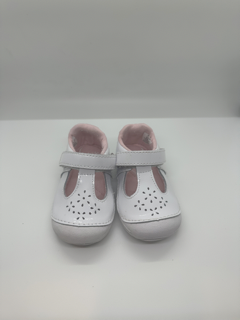 Stride Rite, 5, sandal, white w/ pink details, velcor strap enclosure