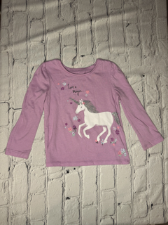 Jumping Beans ‘Softest Tee’Long Sleeve, 2T, Pink w/ “Love & Magic” w/ unicorn detail on front