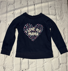 Primark Sweater, 18/24Mo,Navy w/ prink, blue, purple polka dot heart w/ “I Love Mama” in silver detail on front
