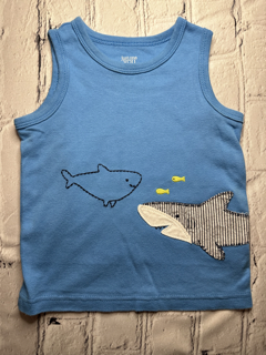 Carter’s ‘Just One You’, 18 Mo, tank top, blue w. shark detail on front