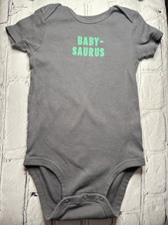 Carter’s 18 Mo, short sleeved onsie, gray w. ‘baby-saurus’ on front