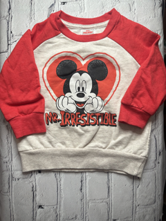 Disney, 18 Mo, crew neck sweatershirt, cream w. red detail, mickey detail on front
