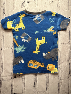Carter’s 18 Mo, t-shirt, blue w. animal safari detail